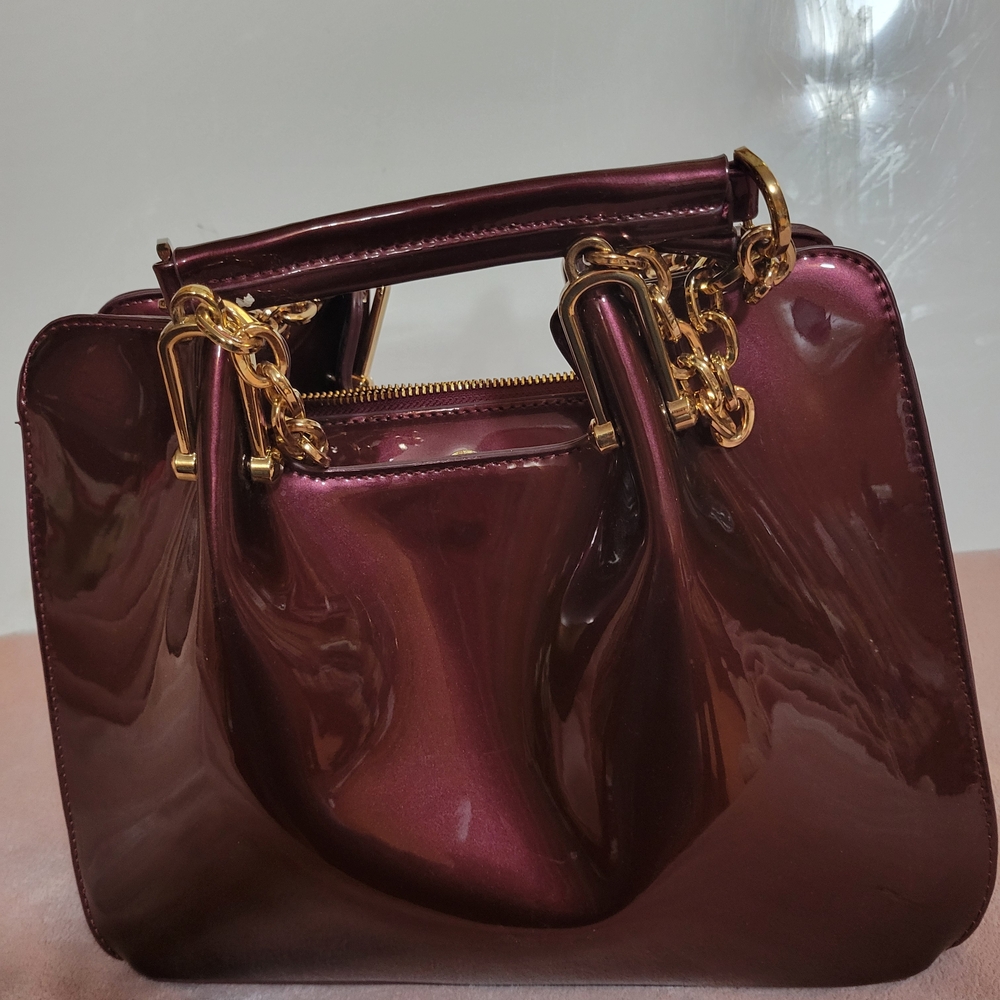 Bebe Metallic Burgandy Women's Bag NEW - Picture 3 of 11